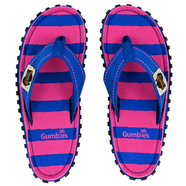 Gumbies Islander Flip Flop Blue Pink Stripe